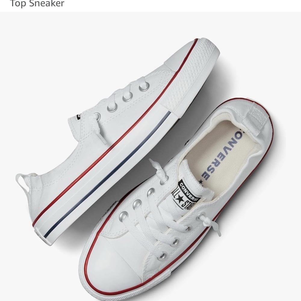 Converse White Canvas Sneakers with Red and Blue Accents